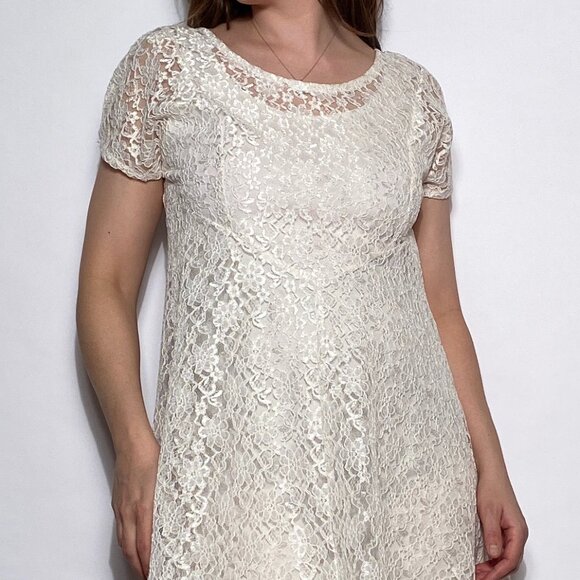 Vintage 1990s White Lace Babydoll Mini Dress! Medium to Large - Picture 4 of 9